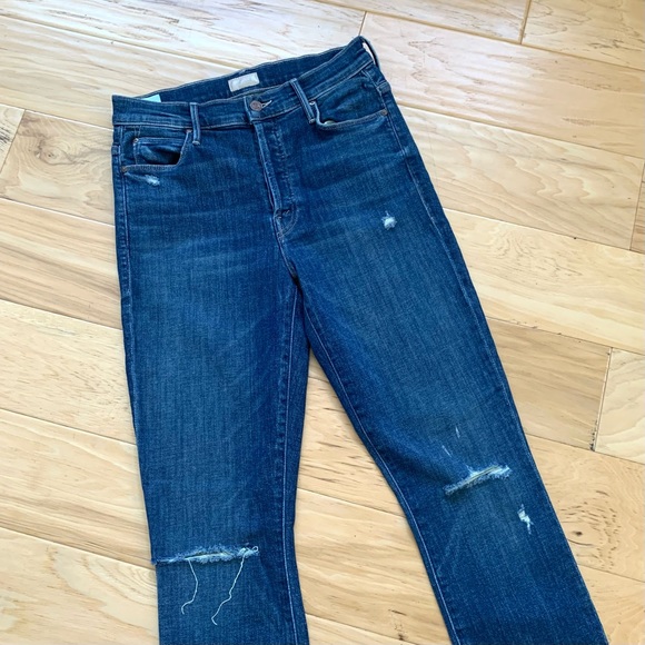 Mother Jeans The Stunner Chew Distressed Button Fly Skinny Ankle Crop Size 28 - Picture 3 of 12